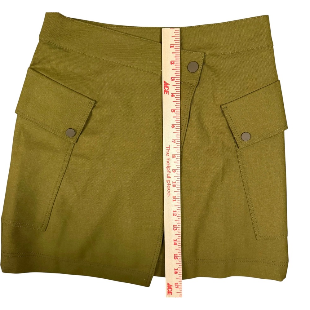 Massimo Dutti Utility Cargo Mini Skirt Safari Olive Military Green Size Small - Picture 7 of 14